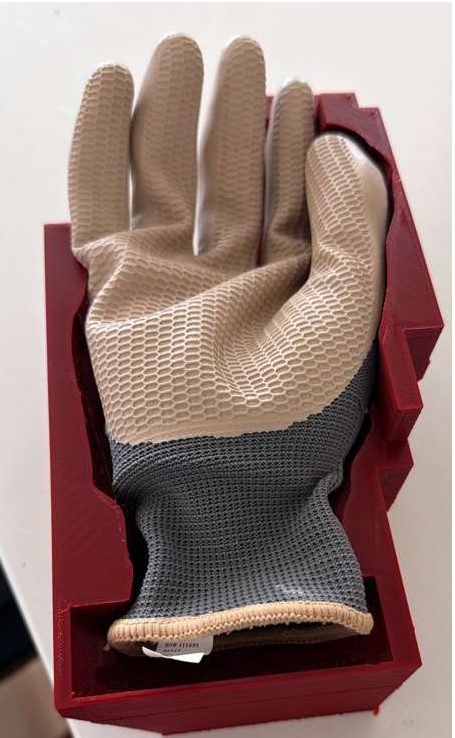 Mold used for prototyping the CaniBrush glove design